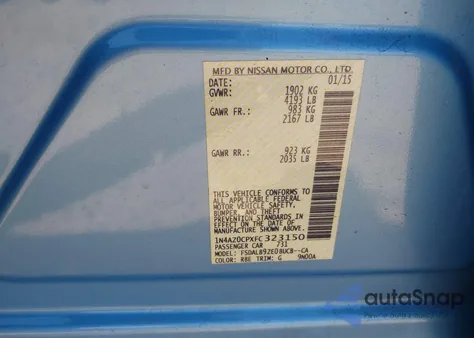 2015 Nissan Leaf S from USA, damaged, VIN 1N4AZ0CPXFC323150